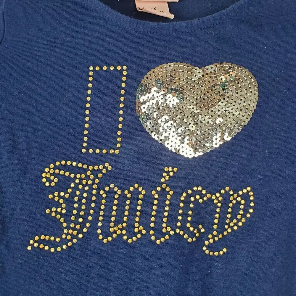 Juicy Couture Girls I Heart Juicy Sequin Ruffle Long Sleeve Shirt Size‎ 6X